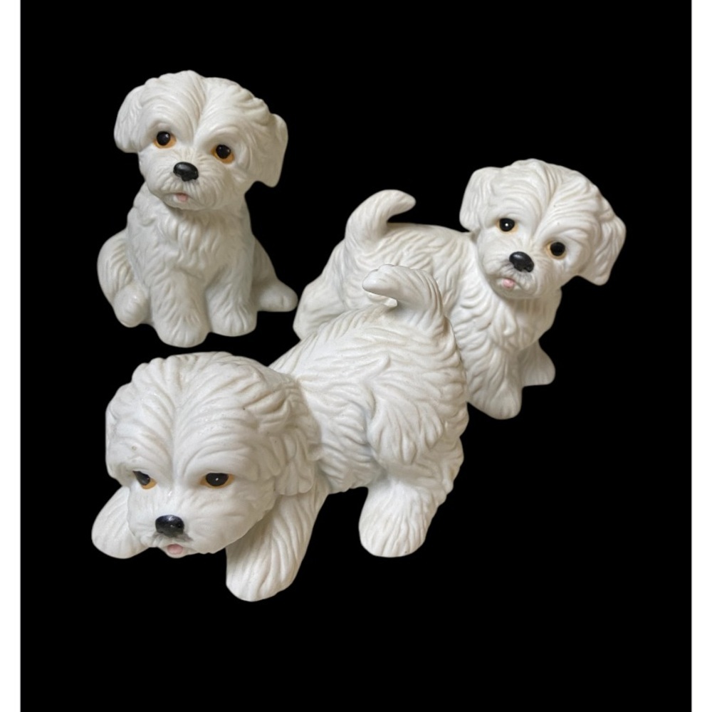 Lot of 3 Homco Westie/Maltese Dog Figurines, EUC, Collectible